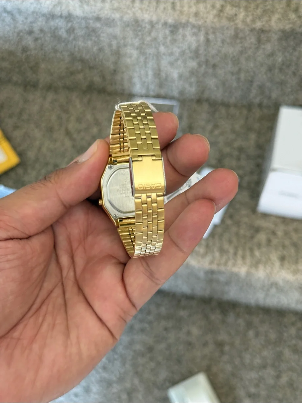 Casio Women's Gold Tone Digital Watch Mid-Size Floral Design trendy Watch